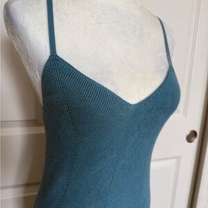 Teal Knit Spaghetti Strap Dress